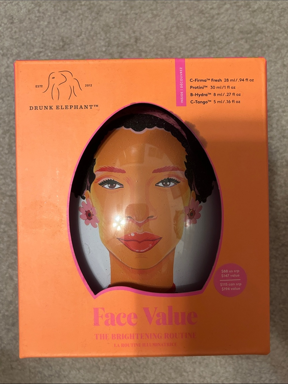 Drunk Elephant Face Value Brightening Routine - Orange & Pink Accents